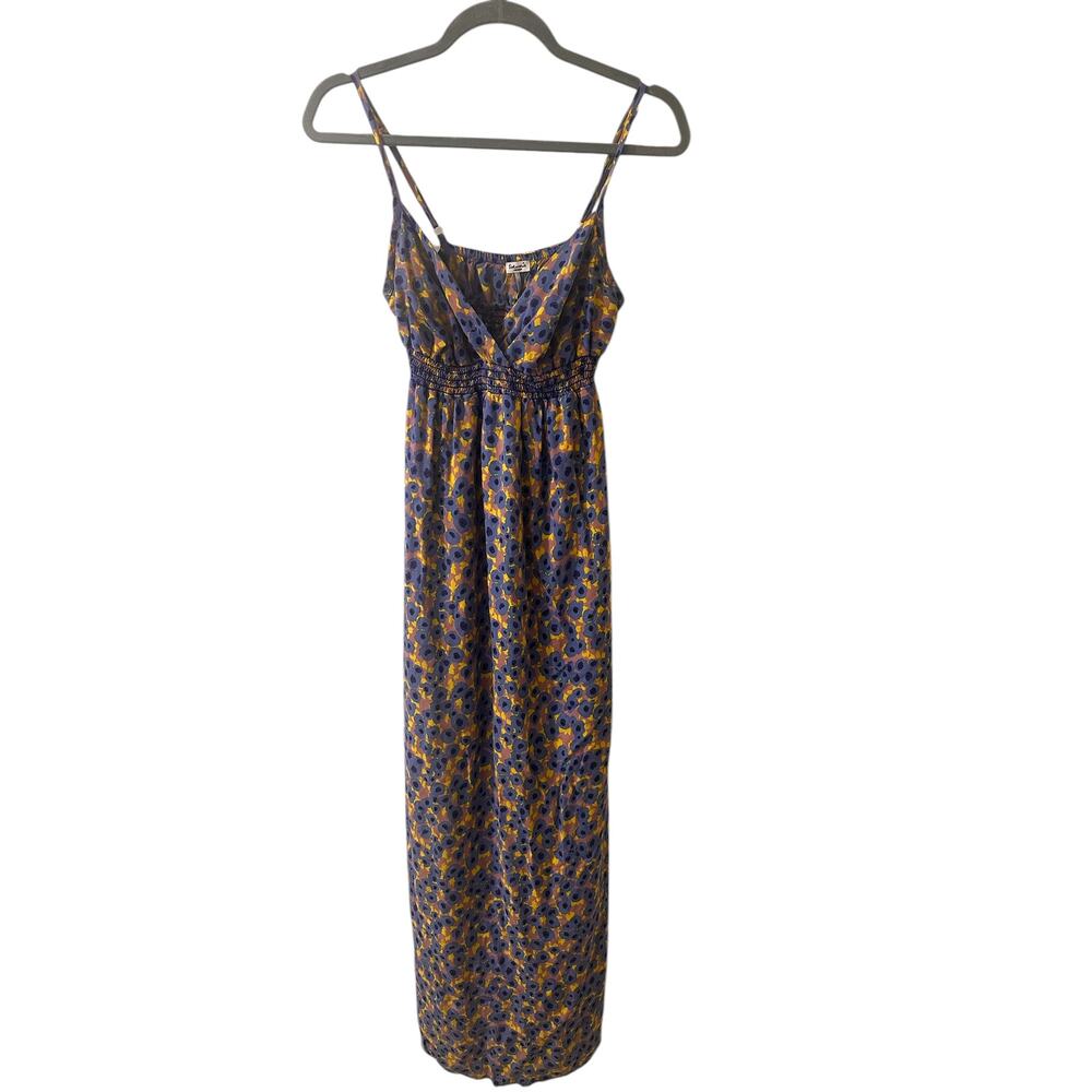 Floral Boho Cotton Spaghetti Strap Midi Beach Dress Fairy Festival, M